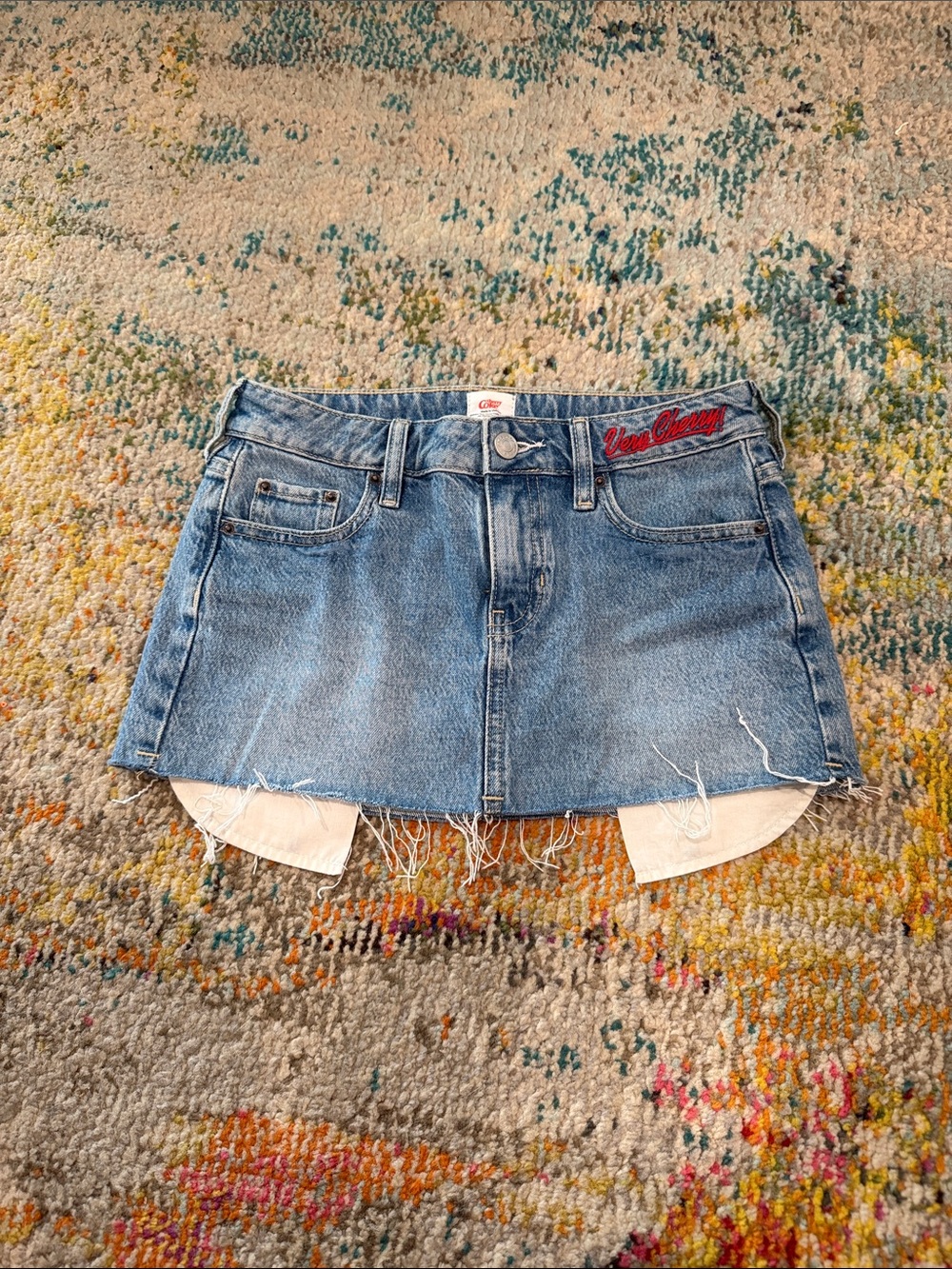 Pacsun Light Blue Distressed Denim Mini Skirt